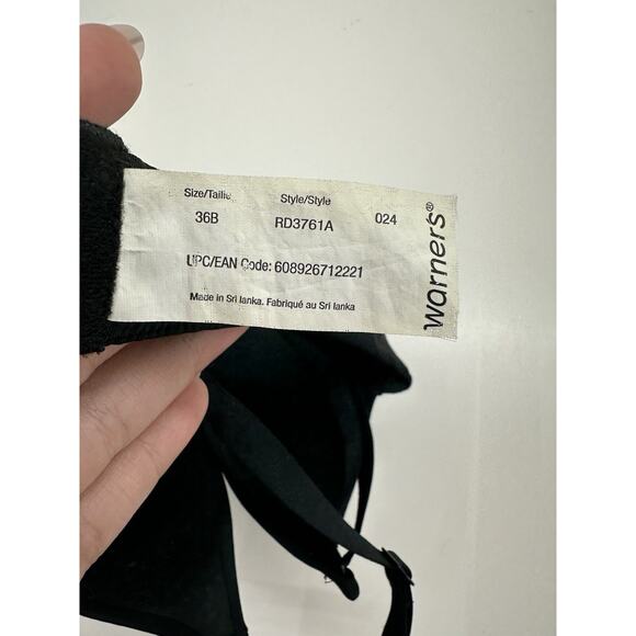 Warners Womens Bra Size 36B Black Lightly Padded - Picture 4 of 10